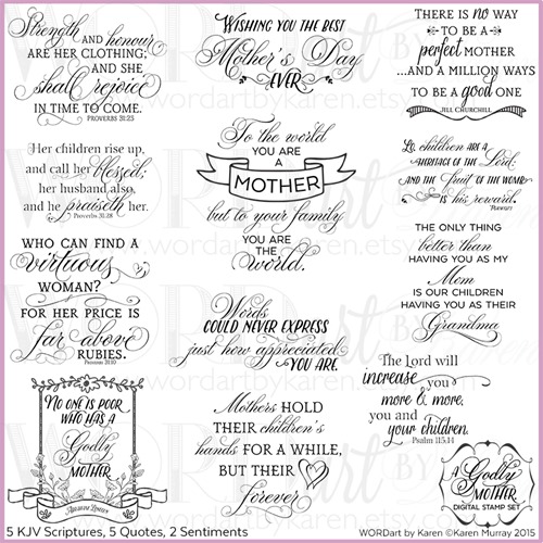 A Godly Mother WORDart by Karen digital stamp set