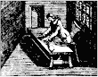 From Orthelius Book A Man Seated At A Table Shapes Or Seals The Neck Of A Flask