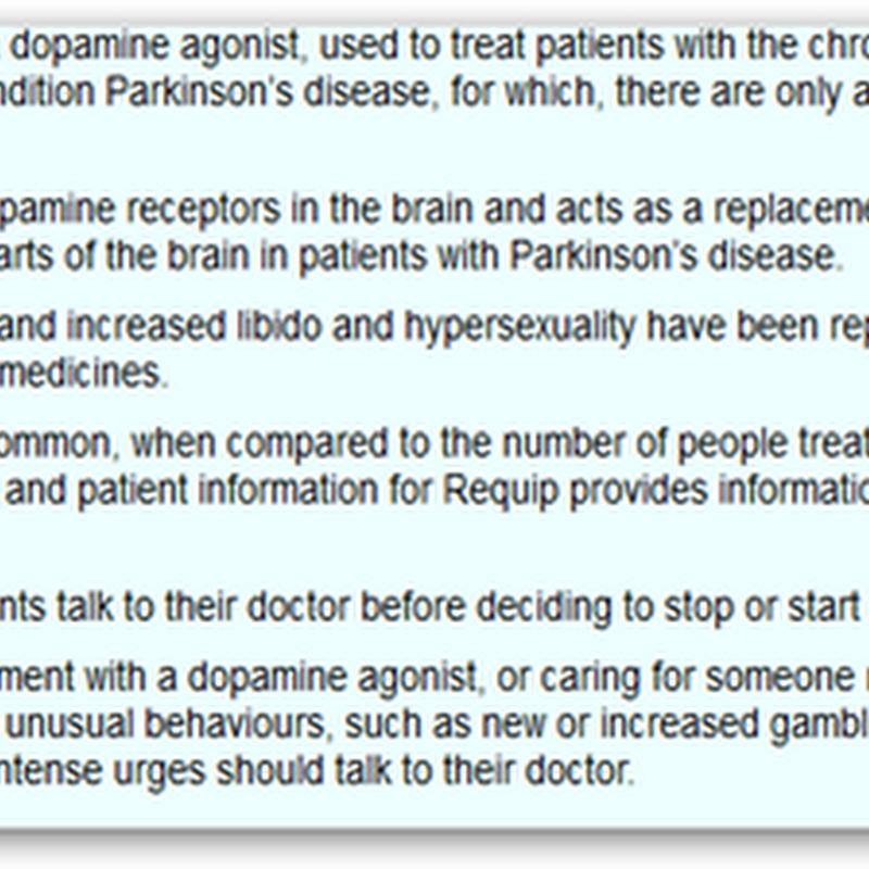 Parkinson’s Sufferer Wins Six Figure Payout Against Glaxo Over the Psychological Side Effects Created by Requip - Gay Sex and Gambling Addict