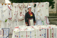 Selling embroidery.