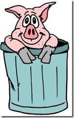 pig in garbage can