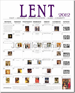 JOYfilledfamily 2012 Lenten Calendar - Old BW