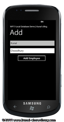 WP7.1 LocalDBDemo - Create Add Page UI WP7.1 LocalDBDemo - Create Add Page UI