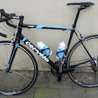 The Cervelo R5 Marco Polo Cycling Team edition with Rotor crankset, Sonic wheels, Tacx bidonholders and bidons, 3T parts and Selle Italia sadle.