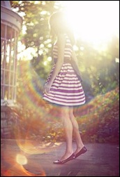 girl with stripes dress