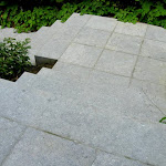 Exterior stairs with tiles bush hammered