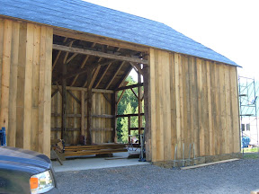 One of the damaged rafters was recut to serve as the transome girt.