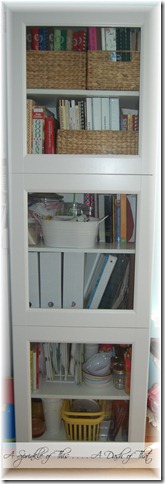Cabinet before magazine holder makeover{A Sprinkle of This . . . . A Dash of That}