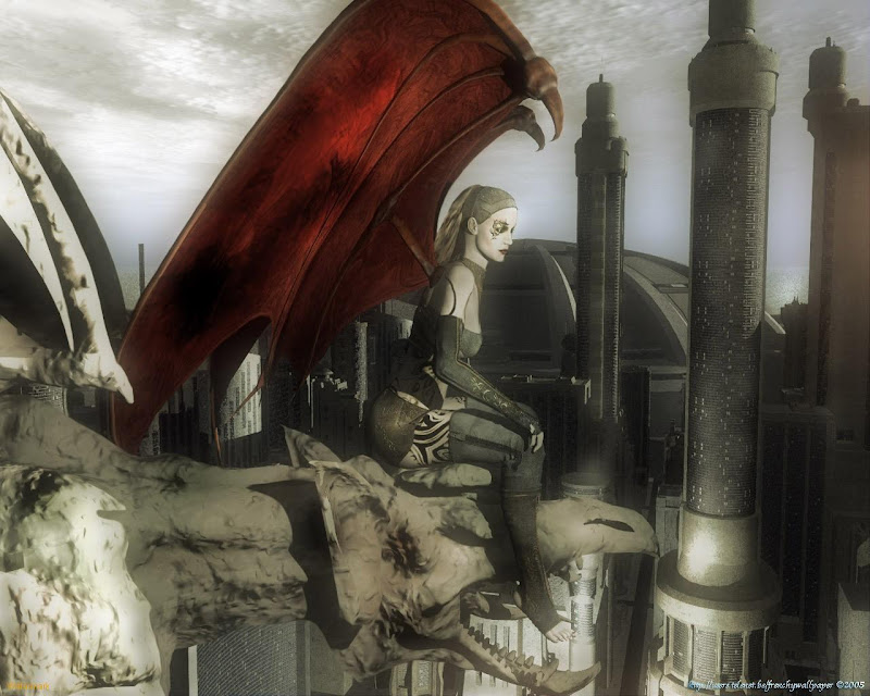 Gothic Angel Overlooking City, Angels 1