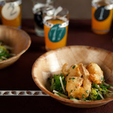 Crispy Creamy Rock Shrimp with Sweet Chile Aioli and Apple Slaw