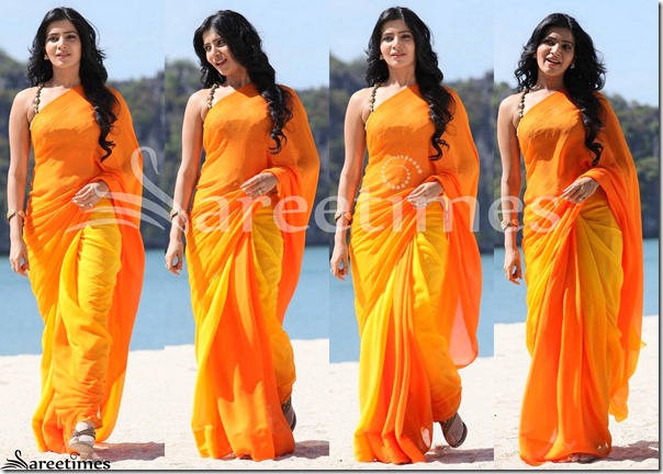 Samantha_Orange_Plain_Sari
