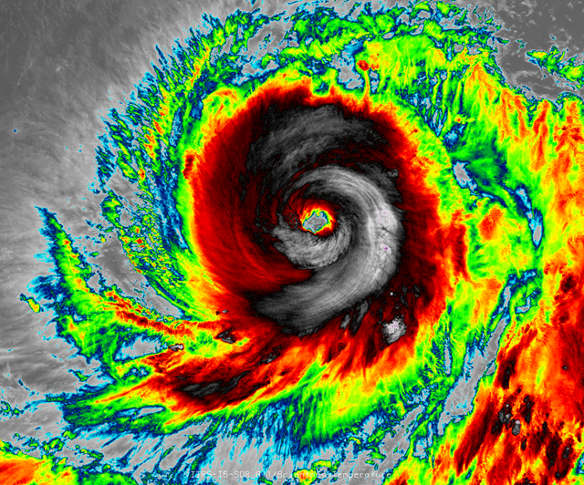 High resolution infrared satellite image of Typhoon Vongfong on Tuesday. Photo: NOAA/NASA and RAMMB/CIRA