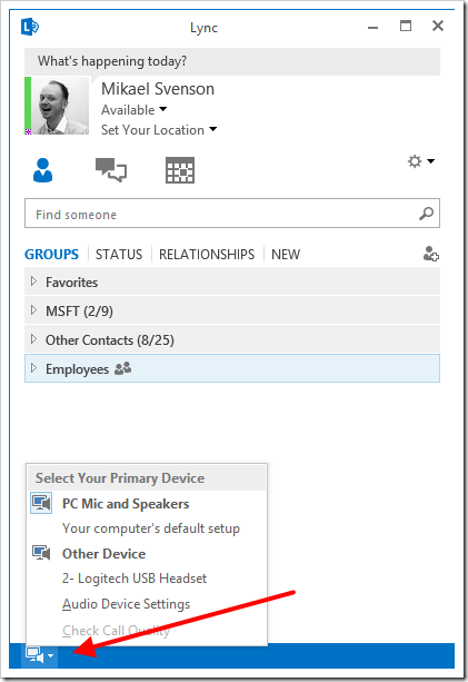 Tech and me: How to: Quickly switch audio input in Lync 2013