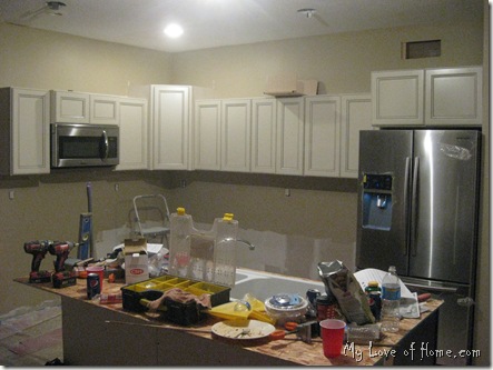 Cabinet installation, kitchen remodel