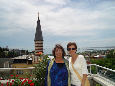Day3: Ozlem&amp;Sonnie at the terrace of Nakkas Rug store, overlooking the breathtaking sea of Marmara and Old Istanbul