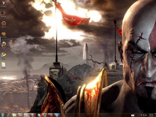 Download Free God Of War 3 Windows 7 Theme With GOW III Sounds ,Icons , Cursors ScreenSaver & Font