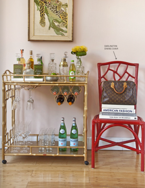 faux gold bamboo bar cart