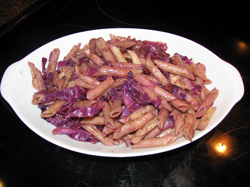 Penne with Cabbage, Bacon and Currant Sauce