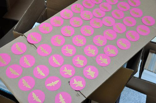Some of the escort cards drying. Some of the escort cards drying.