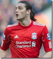 LIVERPOOL, ENGLAND - Sunday, March 6, 2011: Liverpool's Andy Carroll is comes from the bench to make his debut against Manchester United during the Premiership match at Anfield. (Photo by David Rawcliffe/Propaganda)