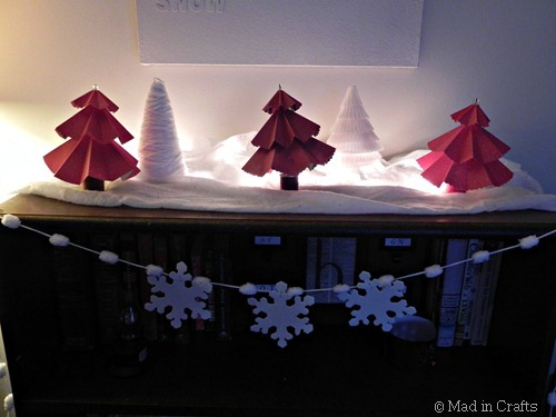 paper trees and snowflake garland