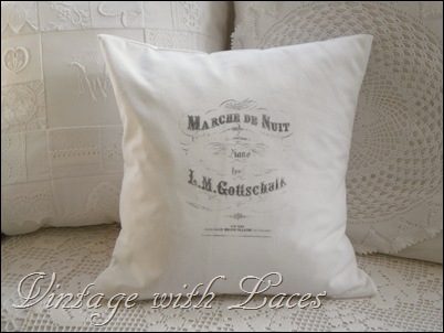 White pillow with French image White pillow with French image
