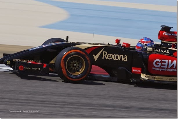 2014 F1 Pre Season Test 2 - Day 2
Bahrain International Circuit, Bahrain.
Thursday 20 February 2014.
Romain Grosjean, Lotus E22 Renault.
World Copyright: Glenn Dunbar/LAT Photographic.
ref: Digital Image _89P2288