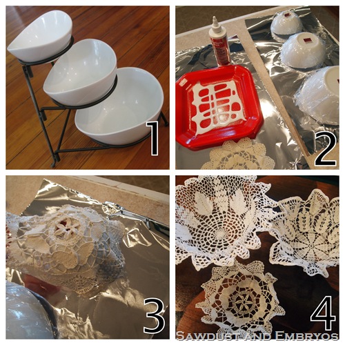 3-tier doily bowls