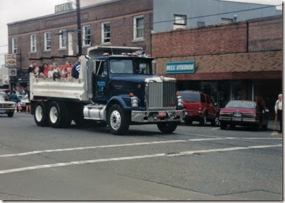 14 Tim Fowler Excavating 1986-1998 International 9300-Series Dump Truck in the Rainier Days in the Park Parade on July 11, 1998