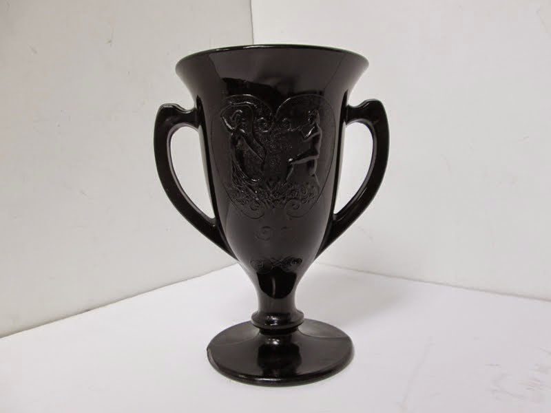Vintage Black Amethyst Glass Urn