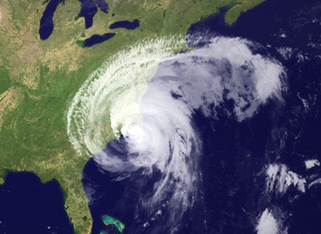 Satellite image of Hurricane Irene on the U.S. East Coast in August 2011. NOAA