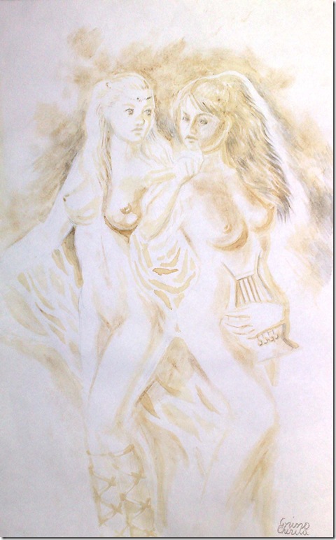 Sappho, coffee painting Sappho, coffee painting
