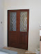 Leaded beveled diamond entry door.