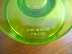 Four transparent lime green glasses by Georges Briard