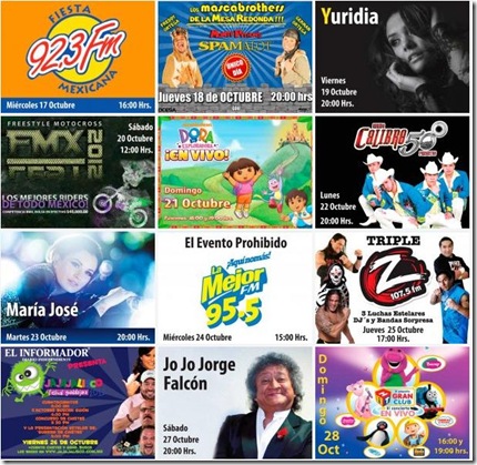 cartelera de artistas y eventos en foro principal de fiestas de octubre 2012 cartelera de artistas y eventos en foro principal de fiestas de octubre 2012