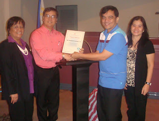 Sir Jojo receives certificate of appreciation together with NCC Angelita Nicolas, DOTC Rizal Morales and NCDA Nelia De Jesus.