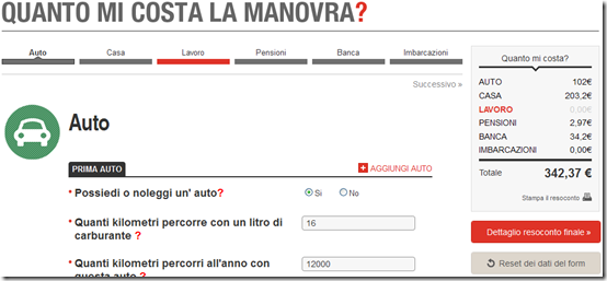 Calcola quanto ti costa la manovra