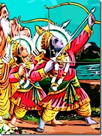Rama and Lakshmana slaying Tataka