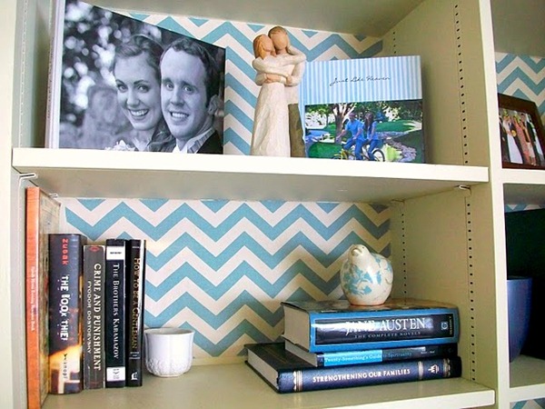 fabric covered shelves