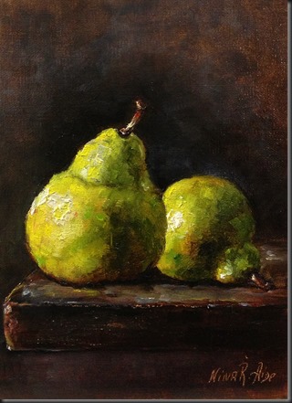 Two Green Pears 7x5