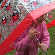 at the park on a rainy day