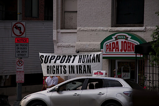 A bunch of people showed up in Georgetown to protest the elections in Iran