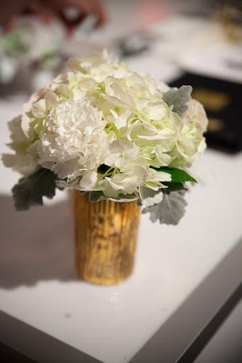 A beautiful arrangement from Matthew Robbins --  notice the metallic vase.
