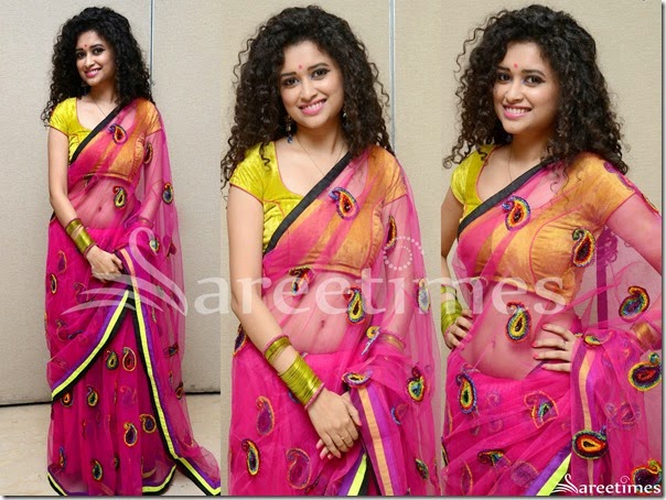 Soumya_Sukumar_Pink_Net_Saree Soumya_Sukumar_Pink_Net_Saree