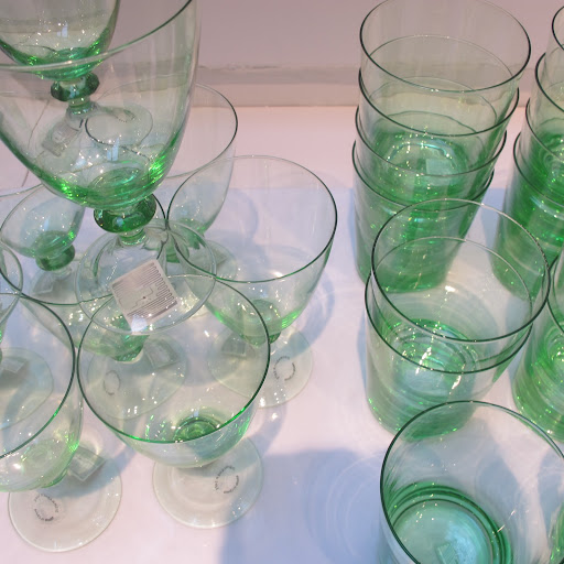 Just a hint of minty green makes these glasses delicate and airy.