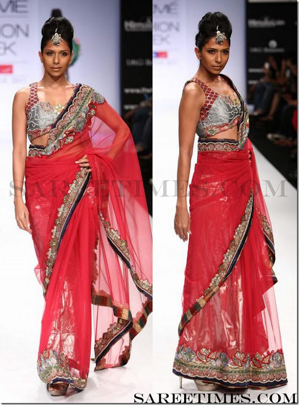 Parvesh_Jai_Red_Designer_Sari