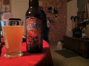Tangerine wheat beer from lost coast brewery out of eureka california.  Great wheat beer for a hot day.