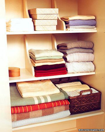 Keep stacks of folded sweaters and other clothes from toppling by using shelf brackets. http://www.marthastewart.com/273392/add-brackets-for-neat-stacks Keep stacks of folded sweaters and other clothes from toppling by using shelf brackets. http://www.marthastewart.com/273392/add-brackets-for-neat-stacks