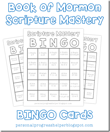 Book of Mormon Scripture Mastery Bingo Cards image