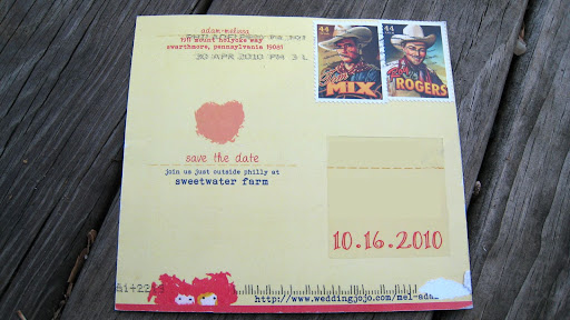 How cool is the back of this save-the-date postcard? It has Roy Rogers stamps! How cool is the back of this save-the-date postcard? It has Roy Rogers stamps!